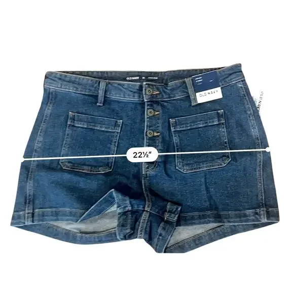 Old Navy High Waisted 3" Inseam Blue Jean Trouser Shorts 16 Retro‎ Casual NWT - Picture 5 of 8